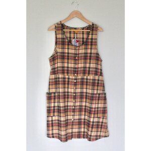 NWT APRIL CORNELL Flannel Harvest Golden Lodge Pinafore Dress, Size S Small